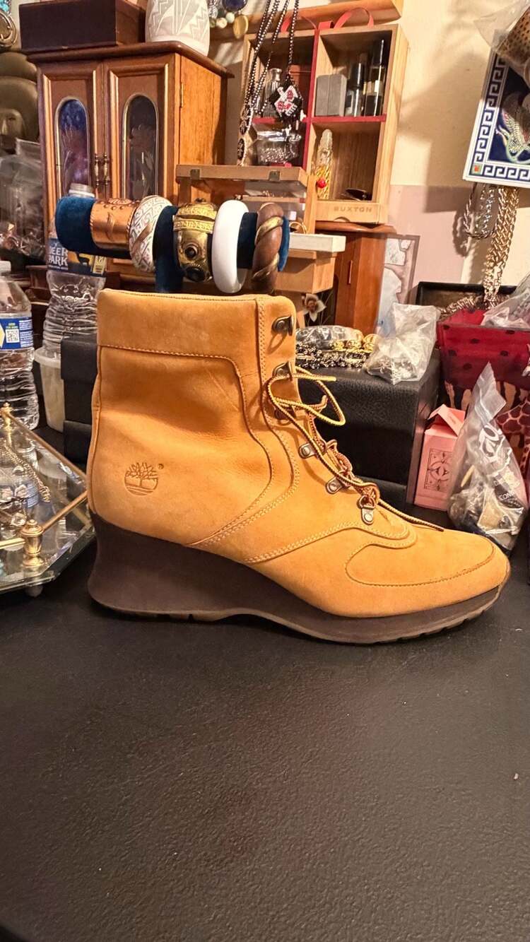 Vintage Leather Timberland Wedge Boots Size 11M